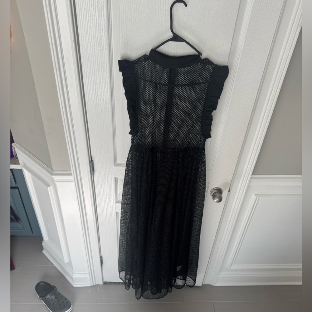 Black Mesh Ruffle Dress